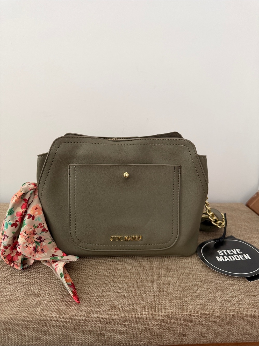 Steve Madden Olive Crossbody with Floral Scarf